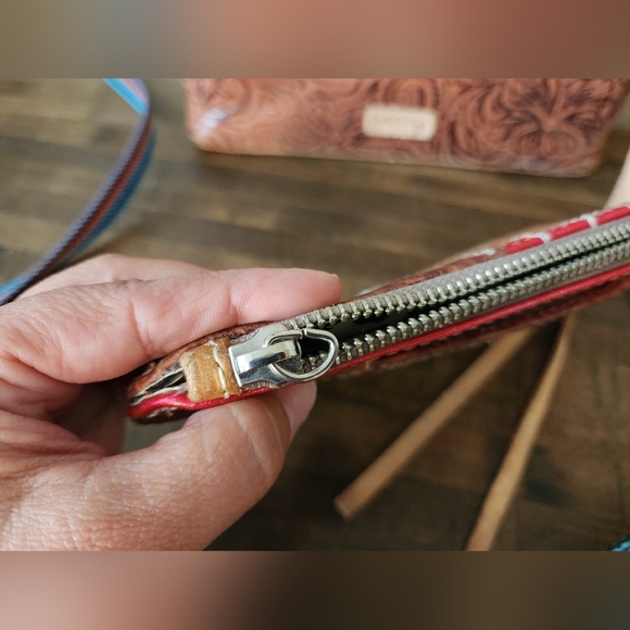 Consuela Sally Midtown Crossbody Purse And Sally Card Organizer Embossed Leather - Picture 9 of 13